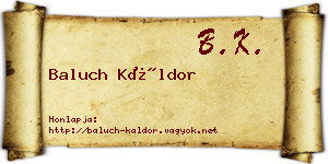 Baluch Káldor névjegykártya